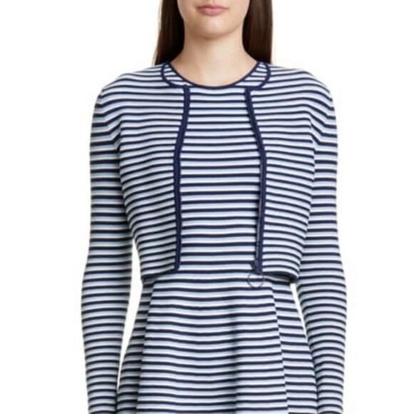 Akris Punto Stripe Crop Cardigan sz 10 - Picture 2 of 15